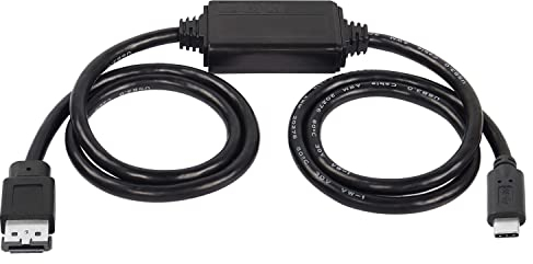 XMSJSIY 1M USB-C to eSATA Adapter Cable 5Gbps, Black, Compact, Compatible with Laptop, PC, SSD