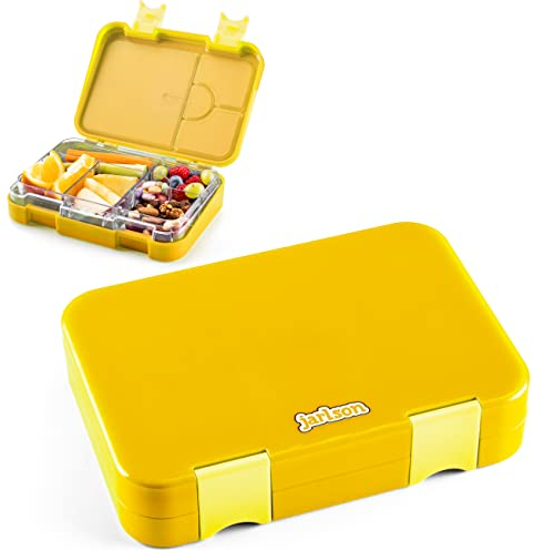 Jarlson® Lunch Box Bambini - Bento Box con 6 Scomparti - Porta Pranzo - Senza BPA - per la Scuola e l'asilo - 850ml (Giallo)