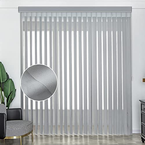 Graywind Manuelle Sheer Vertikal Jalousien nach Maß, Lichtfilterung Lamellenvorhang Sichtschutz, Transparente Vorhangvorhänge Schienen-Lamellen-Set Lamellenvorhänge für Terrasse Schiebetüren, Hellgrau