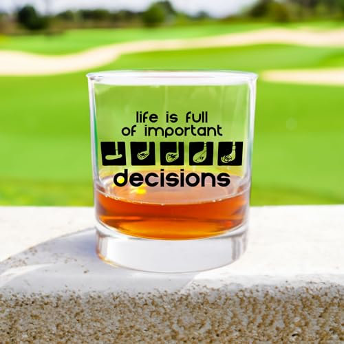 Blue Ridge Mountain Gifts Golf Whiskey Glass - Golf Whiskey Glasses - Cocktail Gift - Great Glasses For Old Fashioneds - Whiskey Glasses - Unique Golf Gifts For Men - Funny Golf Gift (11oz)