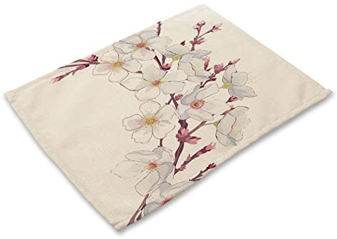 Tovagliette Colazione Bianco Rosa Marrone Tovagliette Americane Cotone Lino Tovaglietta Americana Lavabili Sotto Piatti da Tavola Antiscivolo Sottopiatti Resistente Al Calore 30x45 8 Pcs