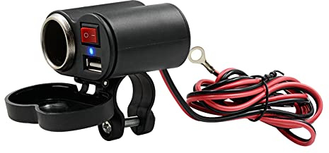 Adaptador USB para mechero de moto, Asudaro para motocicleta, adaptador de enchufe para moto, teléfono móvil, cargador de un solo puerto USB, cargador de motocicleta con cubierta 12-45 V