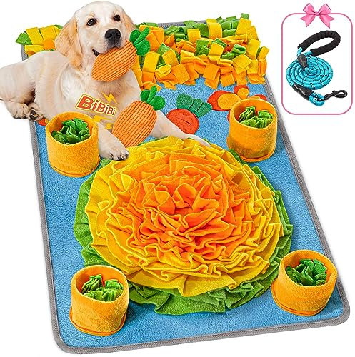 HOMAGICO Schnüffelmatte für Hunde, Schnüffelmatte für große Hunde/Katzen/Kaninchen, Schnüffelmatte für Hunde mit quietschendem Karottenspielzeug, tragbare Slow Feeder Matte für drinnen und draußen