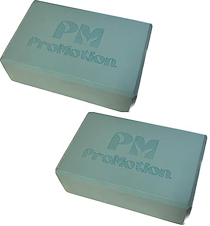 PM-ProMotion Yoga Blöcke 2er Set aus Eva Schaumstoff 190g Yogaklotz Yoga oder Pilates Meditiation Fitness Unterstützung und Balance für Anfänger und Fortgeschrittene (Mintgrün)