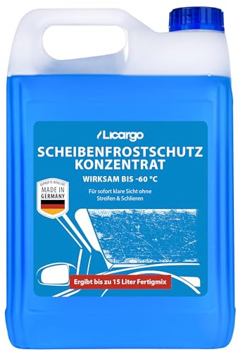 LICARGO Scheibenfrostschutz Konzentrat (5 Liter) - schneller & schlierenfreier Scheibenreiniger Winter - Antifrost & Klarsicht Konzentrat für 15L Frostschutz - Frostschutzmittel Scheibenwaschanlage