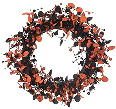 horror-shop Orange-schwarzer Eukalyptus Türkranz für Halloween 55cm
