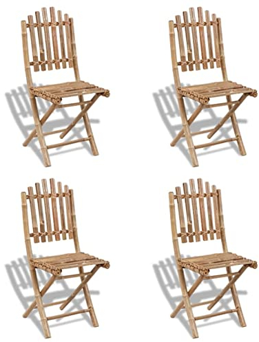 GuyAna Gartenstühle Bambus 4 STK. Klappstühle Holzstuhl Gartenmöbel Terrasse Balkon Stuhl Stühle