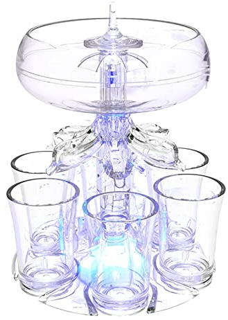 THELCO Party Beer Dispenser with 6 Shot Glasses Set Touchless Shot Pourer Shot Glass Dispenser for Juice Spirits Cider Whiskey Cocktail, Fun Bar Accessories Home Gifts