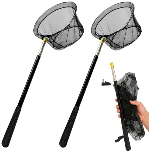Butterfly Net Fishing Landing Net, Pack of 2 Fishing Landing Net, Telescopic Fishing Landing Net, Extendable from 40.5 to 151.5 cm for Garden, Pool, Outdoor Garden Activities