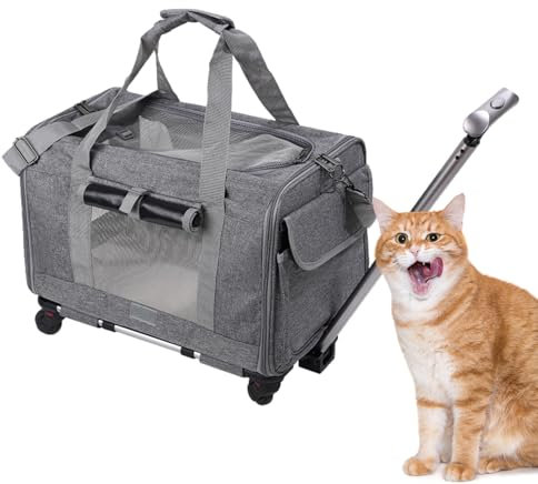 Aizuoni Hundetragetasche, Katzentragetasche,Transportbox für kleine Katzen und Hunde - Haustiertrage-Reisetasche mit Sicherheitsreißverschlüssen, weich rollender Katzentransporter, von der
