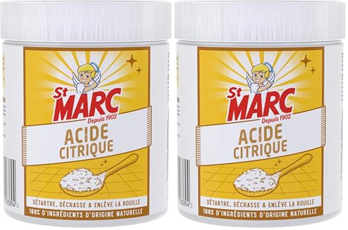 St Marc Acide Citrique Nettoyant menager 100% d'Origine Naturelle 500 g - Détartre, Décape & Enlève la rouille (lot de 2)
