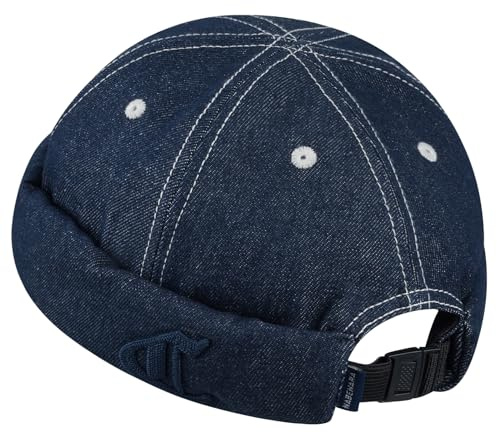 CLAPE Dockermütze Baumwolle Kappe Ohne Schirm Seemannsmütze Verstellbar | Faltbar,Denim Look,Unisex Docker Cap,Schiffermütze für Herren,Damen,Alltag,Freizeit,Reisen