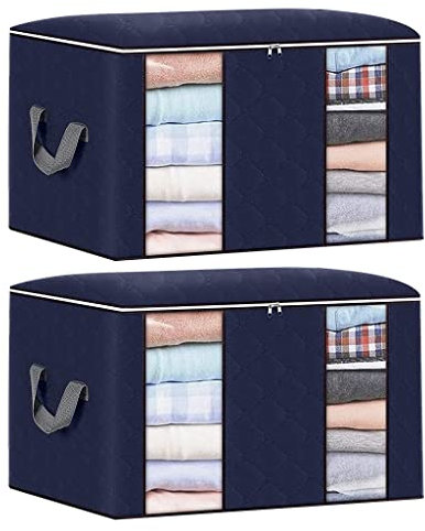 CYILPR Bolsas de almacenamiento, bolsa de almacenamiento de edredón de 90 L, gran capacidad con compartimento, organizador de mantas para el hogar para edredones de ropa