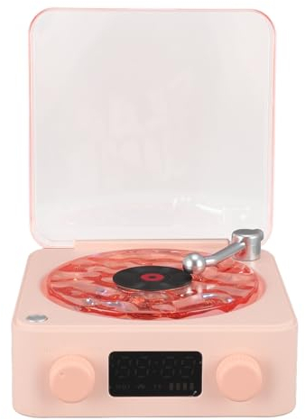 Waves Altavoz Bluetooth Estilo Tocadiscos Vintage, Reproductor The Waves con Luz Nocturna y Visualización de la Hora, Reproductor de CD Estéreo Portátil para Dormitorio, Oficina,