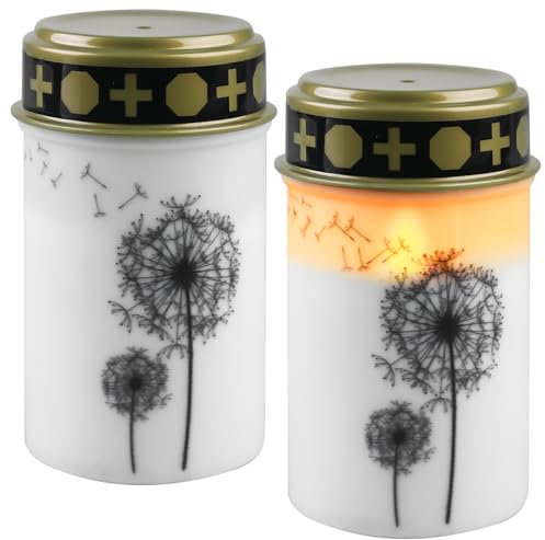 Lot de 2 bougies funéraires LED sans flamme - Avec batterie - Étanche - Pour l'extérieur - Convient pour la cour de jardin, la décoration de Noël, l'église