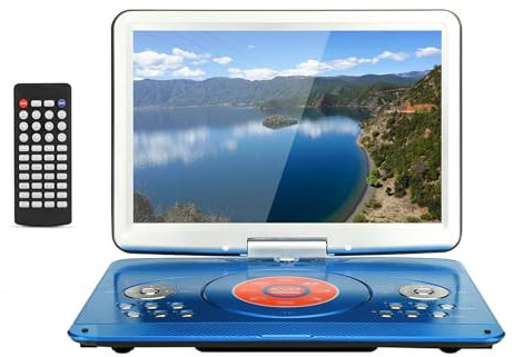 CHANGLKJ 16.5 Portable DVD Player with 14.1 Large HD Screen, 3 Hours Rechargeable Battery, Support USB/SD Card/Sync TV and Multiple Disc Formats, High Volume Built In Speaker, For Family, Gifting