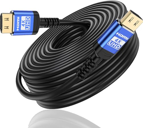 Adrenenjoyer 18Gbps Câble HDMI 20m avec Connecteurs de Préhension,4K High Speed Ethernet 2.0 Flexible Cable, Soutien 4K@60Hz HDR,HDCP2.2,ARC,3D et CEC, pour HDTV/PS4/3/Xbox/Monitor/Projector etc