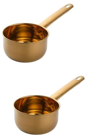 Garneck 2st Kelle Wasserbehälter Wasserbad Schaufel Chinesische Löffel Haarbecher Waschen Wasserlöffel Shampoo-spülbecher Bewässerungsschaufel Shampoo-rinser Groß Golden Rostfreier Stahl