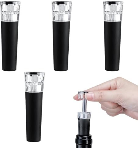 Biluer Tapón de Vino con Bomba de Vacío - 4 PCS Decantador para Botellas de Cristal y Agua