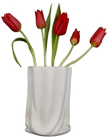 Vase weiß - Vasen Deko - Tulpenvase - Blumenvase - kleine Vase 20 cm - Keramik Vase - Moderne Deko - Tischdeko Esstisch - Deko Wohnzimmer