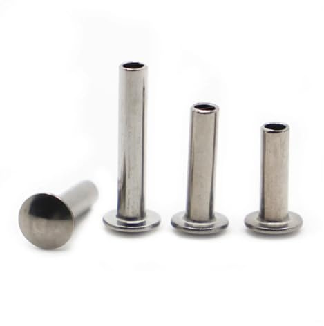 Aqxypas M2 M2.5 M3 M4 M5 A2 304 Remaches semitubulares de Cabeza Ovalada de Acero Inoxidable Vástago Medio Hueco de Cabeza Redonda GB873(30mm)