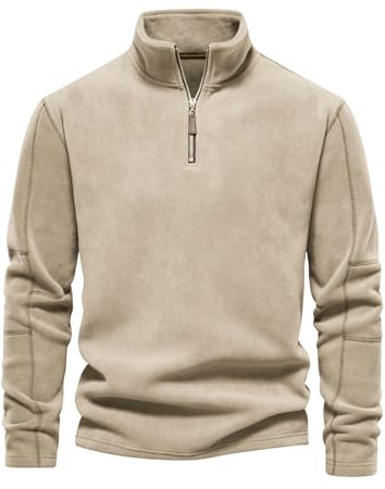 Btmpmcs Jersey de Forro Polar para Hombre Invierno Suéter Cuello Alto Jerséis con 1/4 Cremallera Otoño Invierno Cálido Grueso Chaqueta Pullover de Punto Ligero Manga Larga Sudadera Sólidos Clásico