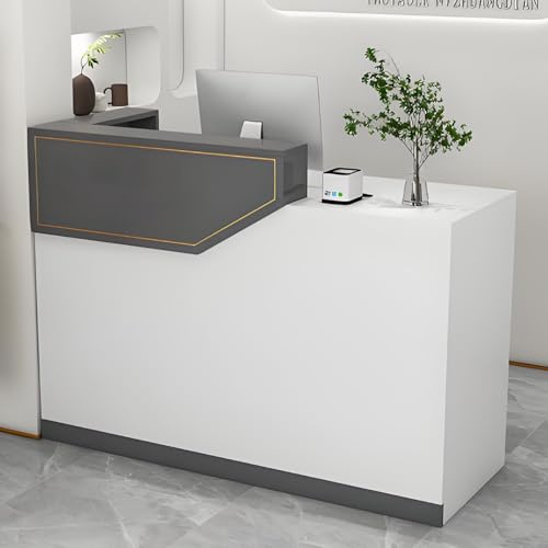 Snaweo Empfangstheke, Empfangstresen mit verschließbaren Schubladen, multifunktionaler Steh-Rezeptionstheke, Rezeptionstisch aus Holz mit Computertisch, für Salon, Spa und Lobby(Wood color L,100cm/39.