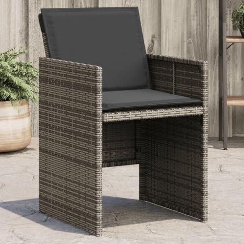 Xichuzi Gartenstühle mit Kissen 4 STK. Grau Poly Rattan, Gartenmöbel, Terrassenstühle, Balkon Sessel, Balkon Stühle, Balkonstuhl, Garten Stühle Für Draussen - 4007437