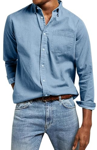 Generico Camicia Uomo Regular Fit Camicie Elegante Botton Down Firmata Coreana Camicia No Stiro Bianca Classica Tinta Unita Bluse Slim Fit Nera Leggera Camicia Ufficio Business per Matrimonio Formal