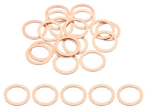 PATIKIL 18Pz Rondelle Rame M18, Rondelle Piatte in Rame M18x24x1mm Kit Rondella Tenuta Assortimento Metallo, Tappo di Scarico olio Anello di Guarnizione per Autoveicoli, Viti e Bulloni