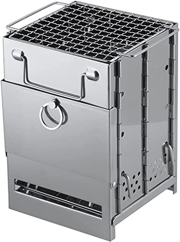 Plla de Barbacoa de Gas para Exteriores, plla de Barbacoa Plegable de Acero Inoxidable para Exteriores, Mini Barbacoa, Estufa de leña Multifuncional, Equipo de Camping