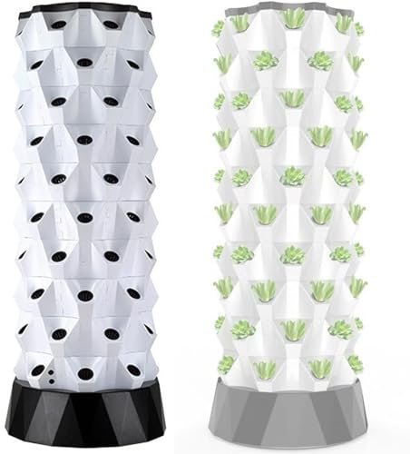 Hydroponic Tower Starter Kit, Vertical 6/8/10 Tier 48/64/80 Slots, Automatic Water Circulation, Indoor/Outdoor, Hydroponics Growing System Kit for Fruits, Vegetables, Herbs,6Layer