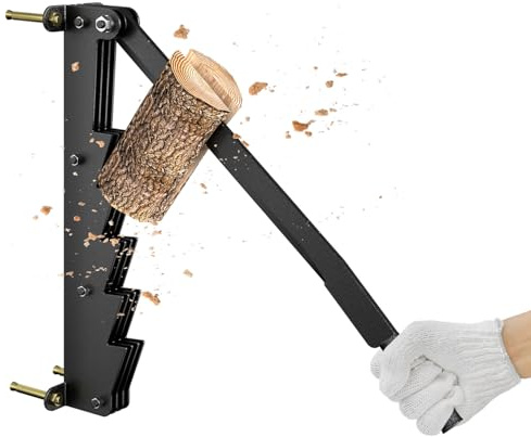 LILIIN Metall Holzspalter Manuell, Robuster Kaminholzspalter aus Gusseisen Wandmontierter Anzündholzspalter für Holz Wandhalterung Brennholzspalter Handholzspalter Spanmesser mit Handgriff, Schwarz
