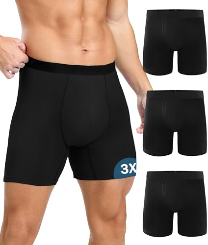 BEENIUBEE Pack de 3 calzoncillos de incontinencia para hombre, algodón, lavables, calzoncillos largos para hombre con almohadilla absorbente, 100 ml, ropa interior reutilizable a prueba de fugas