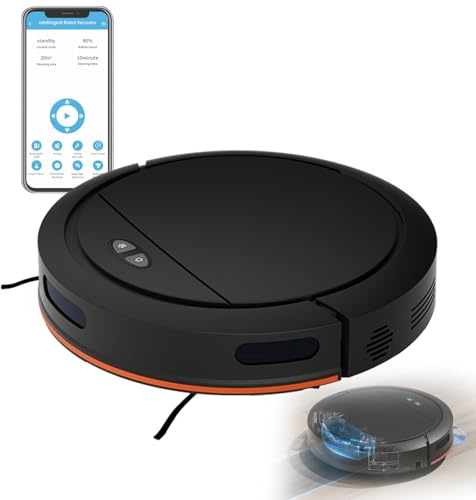 Robot Vacuum Cleaner with 4000 Pa Strong Suction, Robot Vacuum with Wiping Function, Smart Navigation/Wifi/APP/Remote/4 Cleaning Modes, for Hard Floors Carpets Pet Hairs (Black)
