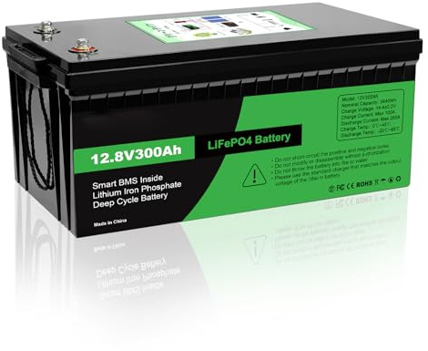 HJGHY 12v 300ah, 12 V 100 Ah 300 Ah LiFePO4 Lithium-Eisenphosphat mit 200 A BMS Photovoltaik-Panel Basisstation Energiespeicher für Heimspeicherenergie, Off-Grid, Wohnmobil