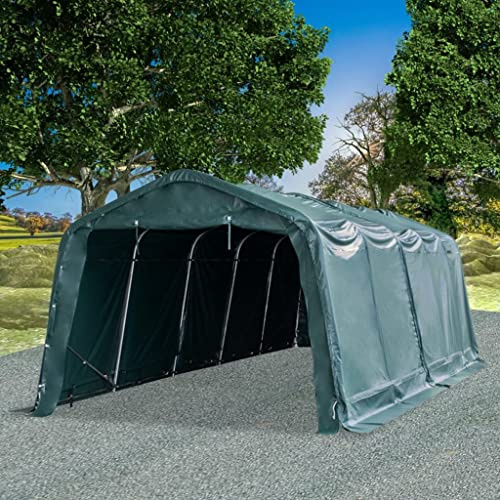 Generico Tendone Bestiame Rimovibile PVC 550 g/m² 3,3x8 m Verde Scuro,136.05kg,3055650
