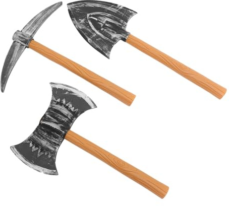Uonlytech Set da 3 Pezzi Cosplay Vanga, Accetta e Piccone Finti in Schiuma per Costume Nano, Accessori Sicuri per Halloween, Feste a Tema e Spettacoli Teatrali e Adulti