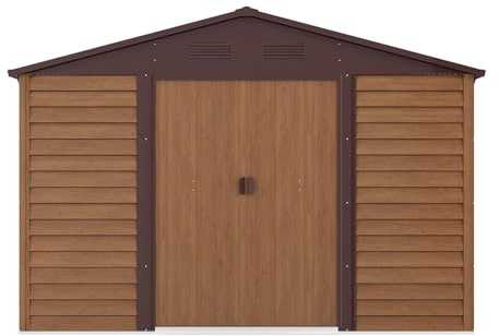 Vente-unique - Abri de Jardin métal en Acier galvanisé Effet Bois - 11,75 m² - ARSEGO