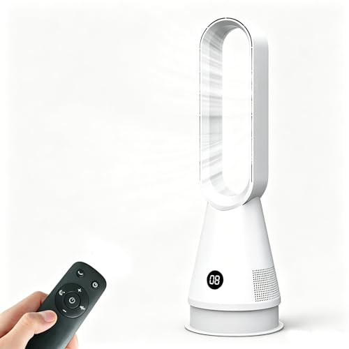 QIAKEFE - Ventilador de columna sin aspas, 2 en 1 con ventilador de columna purificador de aire con mando a distancia, ventilador silencioso 32 dB,8 velocidades y modo sueño, temporizador 9H