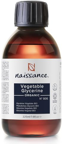 Naissance Pflanzliches Glycerin (Glyzerin/Glyzerol) BIO (Nr. 806) 225ml – parfümfrei, palmölfrei, Lebenmittelqualität, vegan