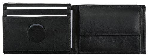 ALASSIO 42155 Mini Geldbörse, Portemonnaie im Querformat, Brieftasche aus feinstem Nappaleder, Geldbeutel mit Münzfach und 2 Scheinfächern, Wallet, Druckknopfverschluss, schwarz, ca. 7 x 10 x 2 cm