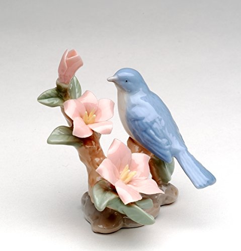 Cosmos Gifts 96443 FIne Elegant Porcelain Mini Bluebird with Azalea Figurine, 2-1/2 H