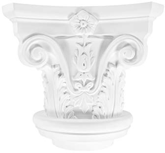 Kapitell für Säulen | glasfaserverstärkter Kunststoff | Fassade | Barock | Außendekor | Stuck | weiß | GFK | 355 x 355 mm | L401