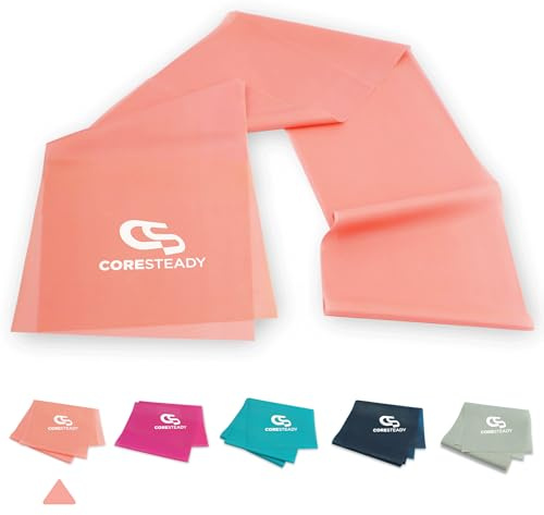 Coresteady fasce elastiche per terapia - fasce per pilates, yoga, allenamento per la forza di alta qualità - fisioterapia & riabilitazione - uomini e donne, guida agli inclusa, #1 PINK/LIGHTEST, 2M