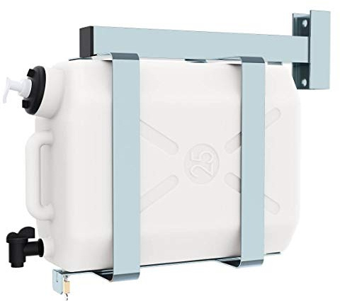 Staukasten4you Lokhen - Tanque de agua de lavado para camión, 25 l, con dispensador de jabón, tanque de agua con soporte, tanque de agua de plástico, color blanco, carga superior