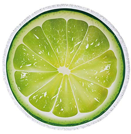 Tubayia Obst Muster Runde Strandtuch Badetuch Schnell Trocknende Deko Strandhandtuch mit Quaste (Zitrone)