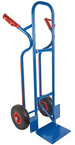 Trestles Profi Sackkarre Sackkarren Vollgummireifen 250kg S04 blau Treppensteiger Transportkarre Treppensackkarre | Stahl | Treppenrutschkufen | Radschutz | große Schaufel | Sicherheitsgriffe