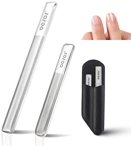 BEZOX Glasnagelfeile aus Nanomaterialien - 2PCS Nagelfeile Mit Stärkere Glashärte - Profi 13cm und 9cm Nagelfeilen Set, Profi Salon Maniküre Tools Kit für Acryl und Naturnägel