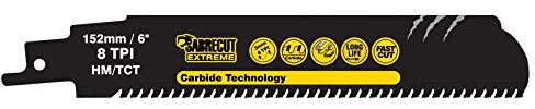 1 x SabreCut SCRS930HM Wolframcarbid 152mm 8 TPI S930HM Säbelsägeblatt für sehr schnelles Holz- und Metallschneiden kompatibel mit Bosch Dewalt Makita und vielen anderen